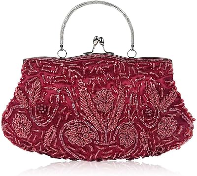 JNKET Women Evening Bag Fashion Clutch Bag Party Purse (Wine red)
