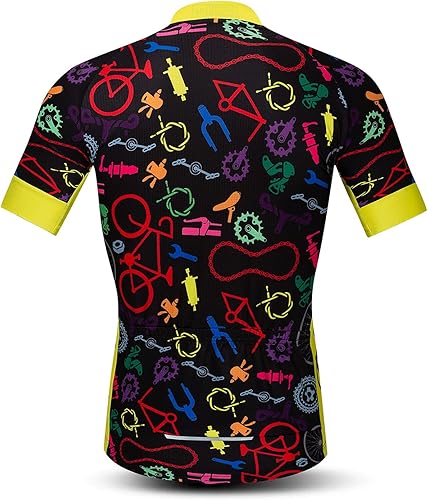 Miniatura 2 de Camisetas de ciclismo para hombre, camisetas de ciclismo de manga corta con cremallera completa