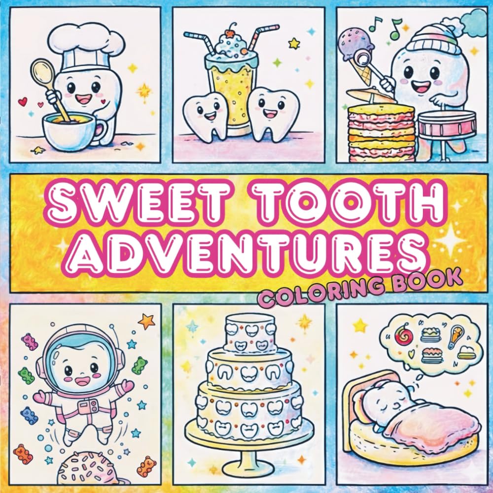 Sweet Tooth Adventures Coloring Book: 30 Fun & Easy Coloring Pages for Adults and Kids | Bold, Simple Designs for Relaxation