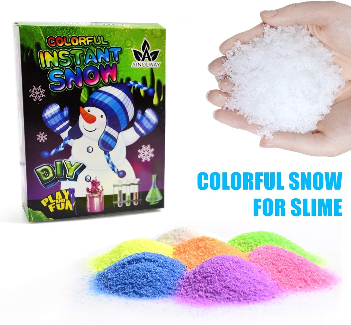 Colorful Fake Instant Snow Powder for Slime Supplies Cloud Slime Charms, 8 Pack