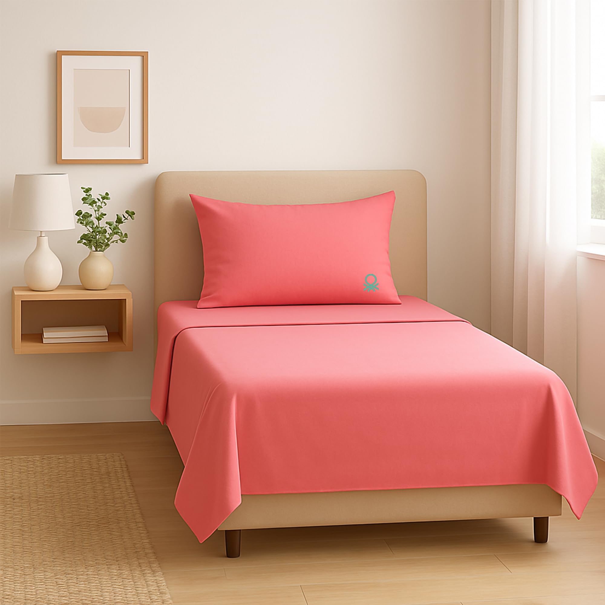 Set 3PZS Sabana Individual: Sabana Plana(160x240CM C/Dobladillo Simple 5CM) + Sabana Bajera (90X200+30CM Flap) + 1 Funda DE Almohada (45x115CM) 100% Algodon