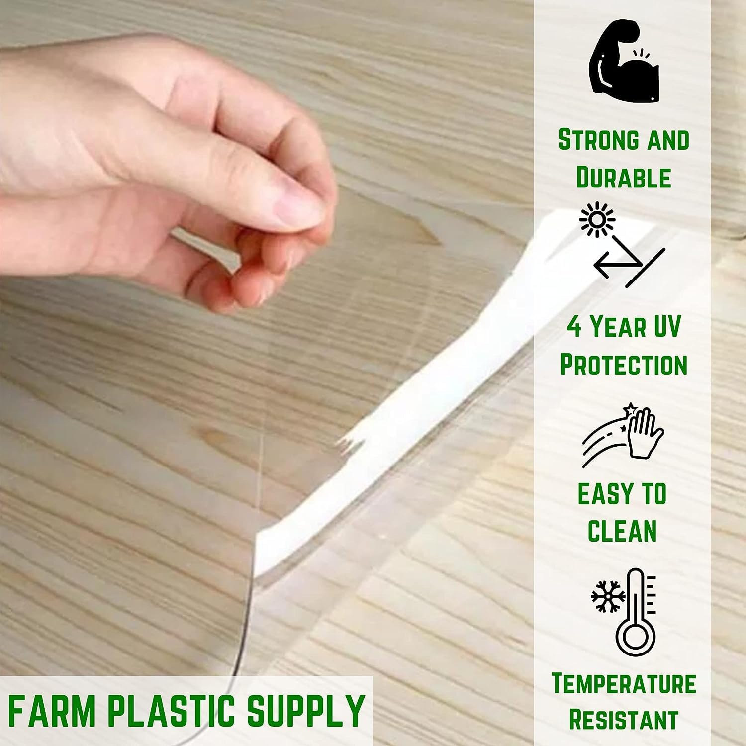 farm plastic supply - clear vinyl sheeting - 15 mil - clear vinyl roll, vinyl plastic sheeting, sheet for storm windows, covering, protection, tablecloth protector (5.5' x 3.5')