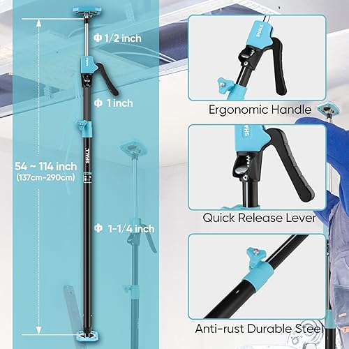 Miniatura 2 de SHALL Poste de soporte para gato de gabinete, barra telescópica de acero de 54 a 114 pulgadas, herramienta de tercera mano ajustable con capacidad