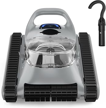 Nextrend Pool Vacuum for inground Pools Robotic Pool Cleaner Lasts 150 Mins Wall Climbing 180W Powerful Suction LED Indicator Self-Parking for Above Ground & Inground Pools Up to 2,050 sq. ft. Grey