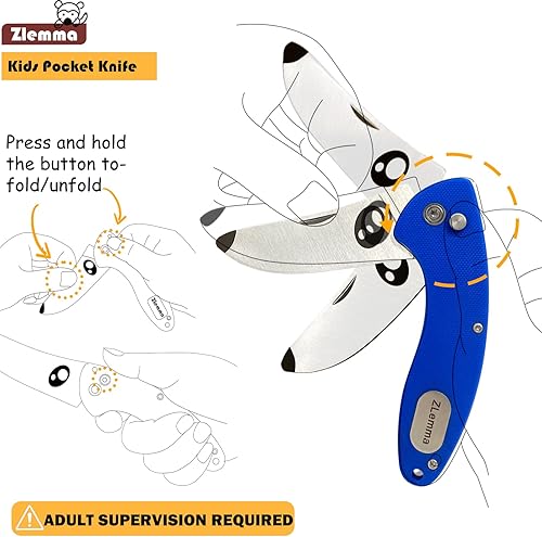 Miniatura 2 de ZLemma Cuchillo de bolsillo para niños con clip y punta redondeada segura para el primer cuchillo de niño, cuchillos plegables de iniciación para