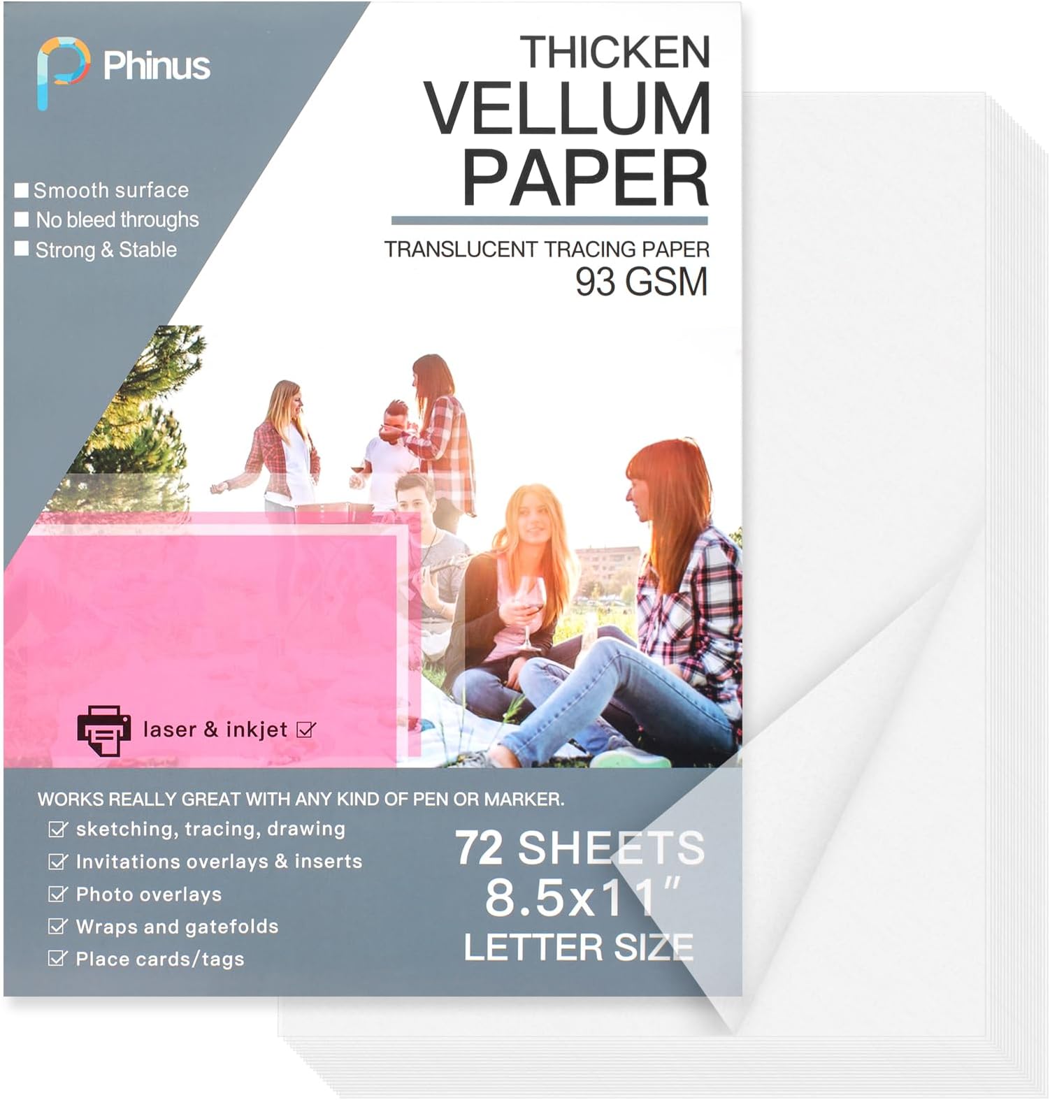 Amazon.com: JAM PAPER Translucent Vellum 17lb Paper - 62 GSM - 8.5 x 11 ...