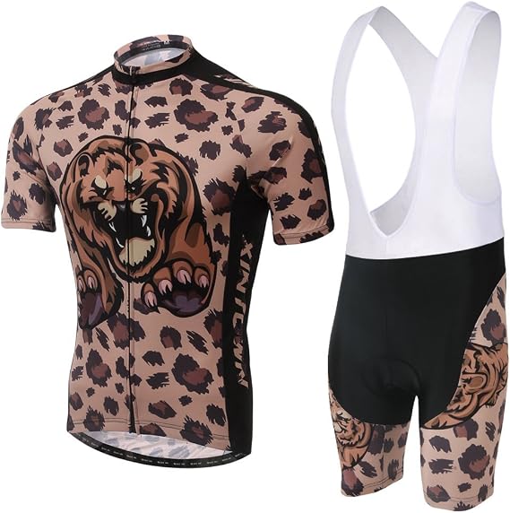 shinmly Ciclismo Set Maglia a maniche corte per bicicletta, motivo  leopardato tuta Camicie confortevoli traspirante Tops + pantaloncini, Uomo,  marrone : Amazon.it: Sport e tempo libero