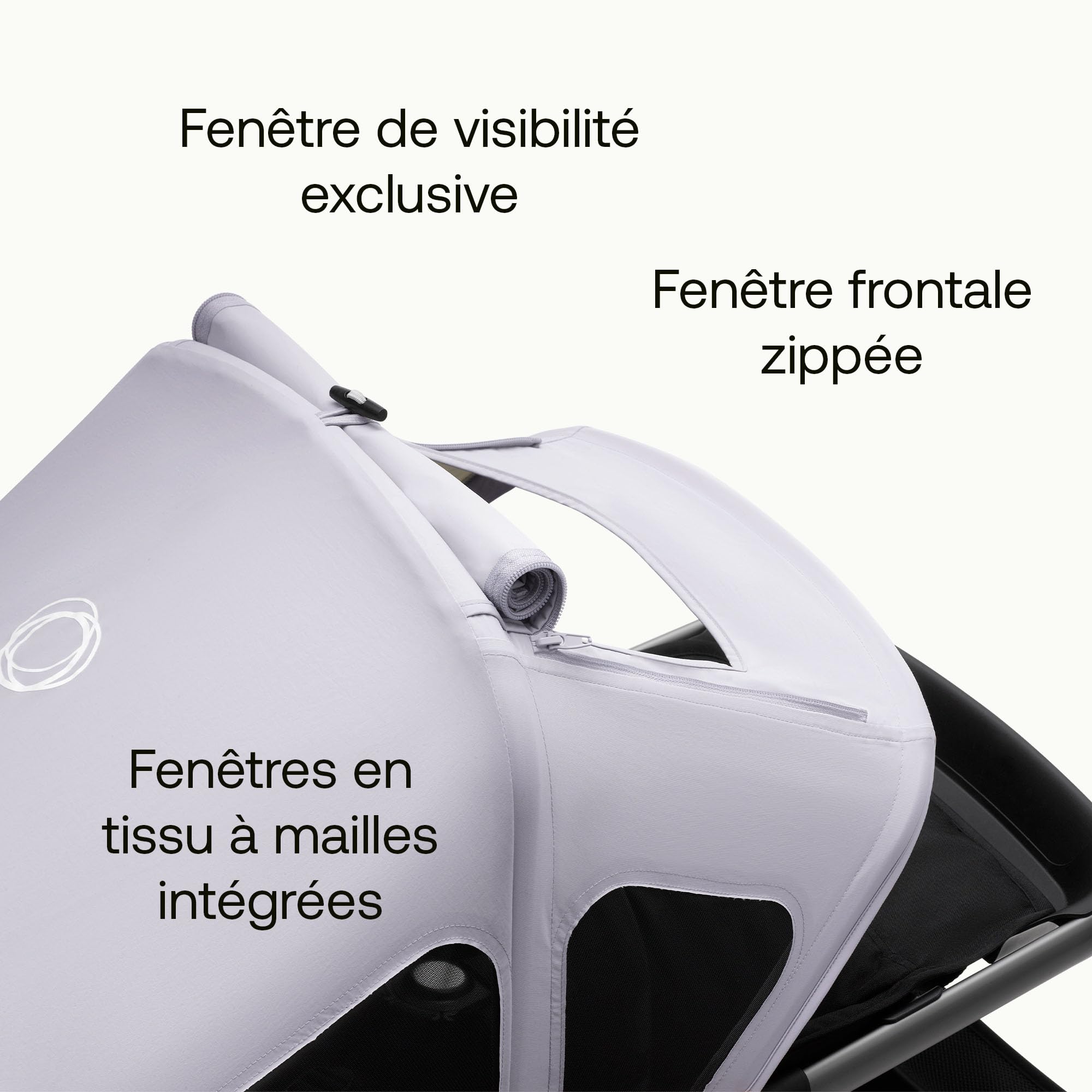 Bugaboo Capote à fenêtres Fox, extensible pour une couverture supplémentaire et une protection solaire optimale, hydrofuge, compatible avec toutes les poussettes Bugaboo Fox/Cameleon 3, nuit noire