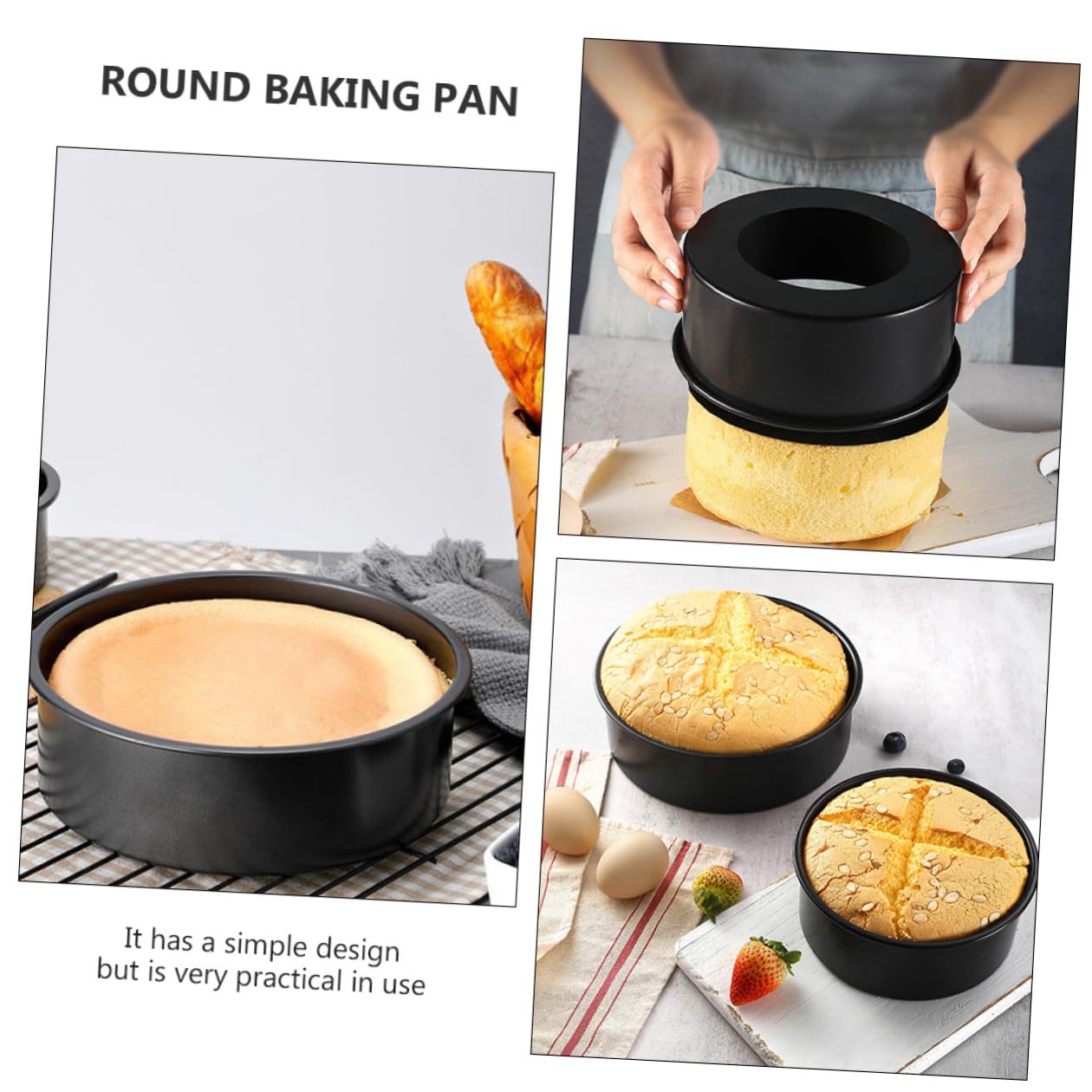 GALPADA 3 Stück Teiliges Carbon stahl Backform mit Abnehmbarem Hebeboden Antihaftbeschichtete Kuchenformen für Cheesecake Torten Quiche und Mousse Langlebig und Gesundheitlich