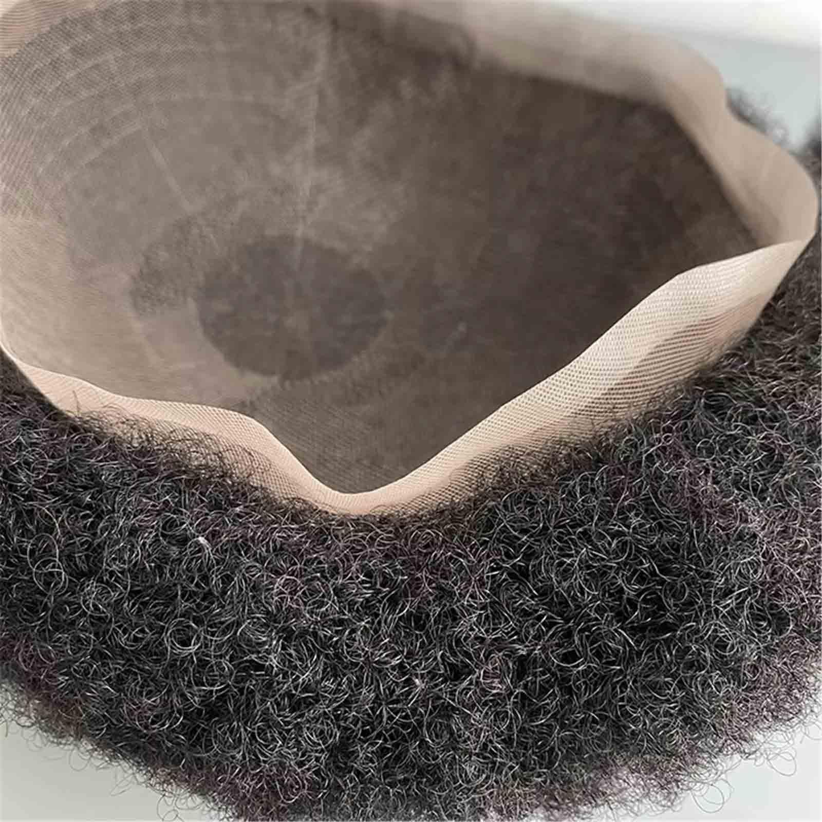 Uomini Tropper Protesi Sistema di Sostituzione dei Capelli Umani Veri Indiani unità Afro for arricciature da Uomo Nero(1B 6mm)