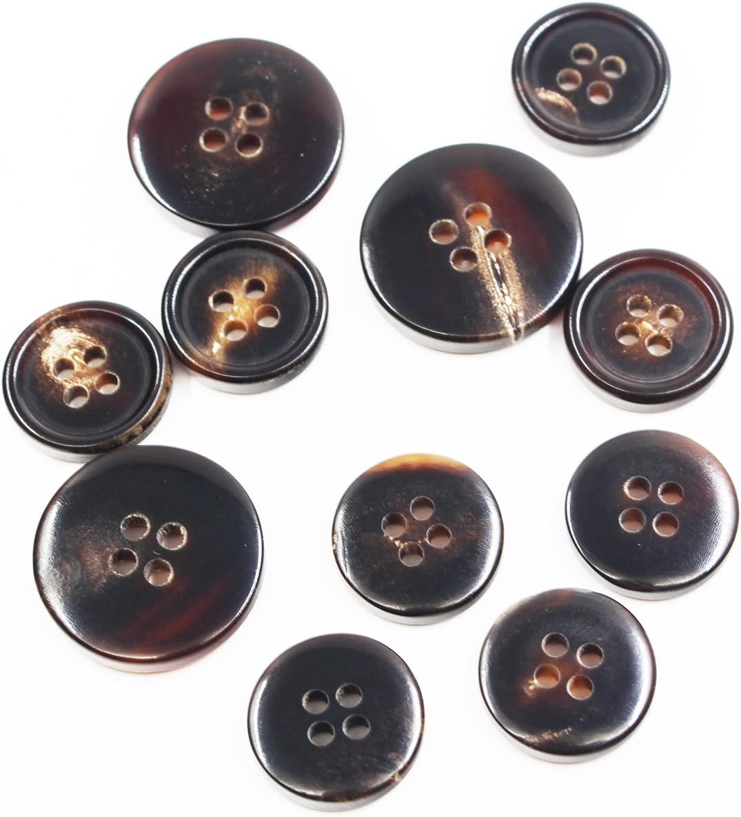 KENDANY 11 Pieces Genuine Natural Horn Blazer & Suits Button Set - for Blazer, Sport Coat, Uniform(Dark Brown 1# 0.59inch-0.79inch)(15mm-20mm)