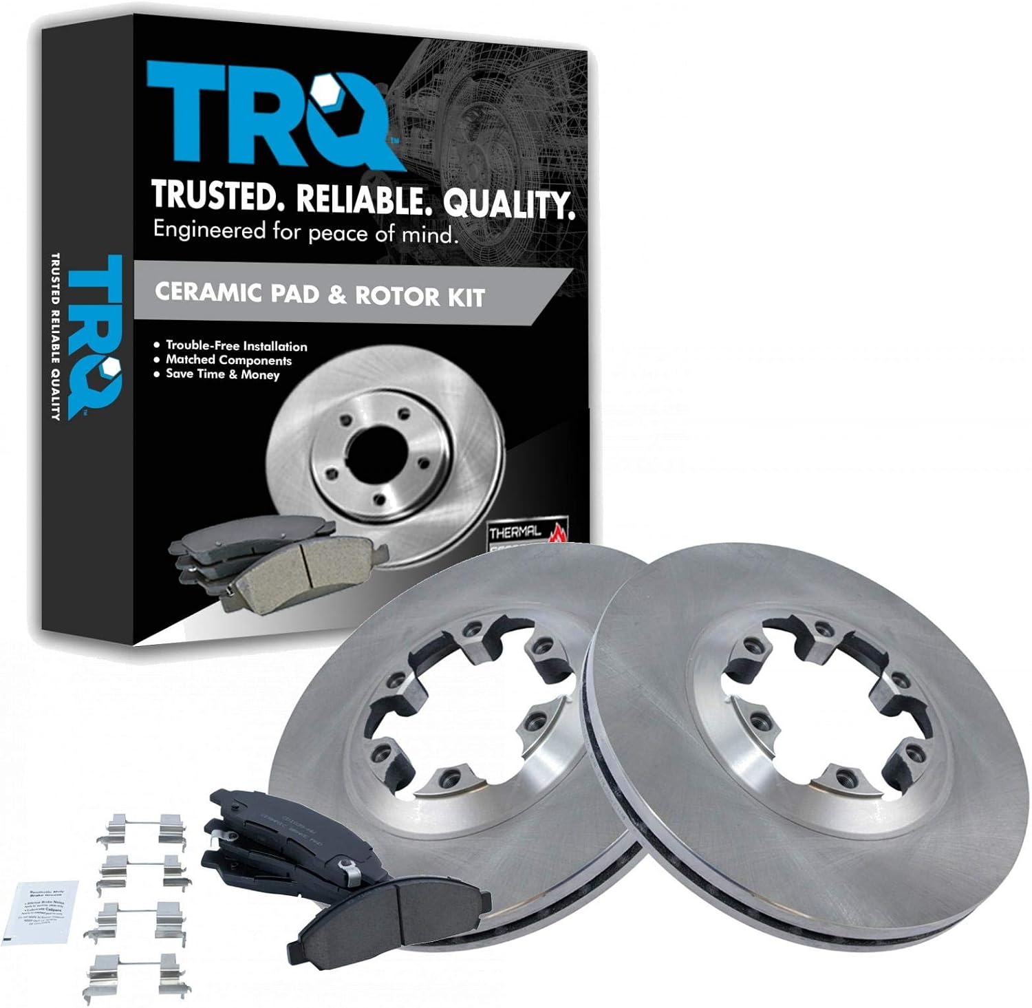 TRQ Front Brake Pad & Rotor Kit Brake Pads Brake Rotor Ceramic Compatible with 2004-2008 Chevrolet Colorado GMC Canyon 2006 Isuzu i-280 2007-2008 i-290 i-350 i-370