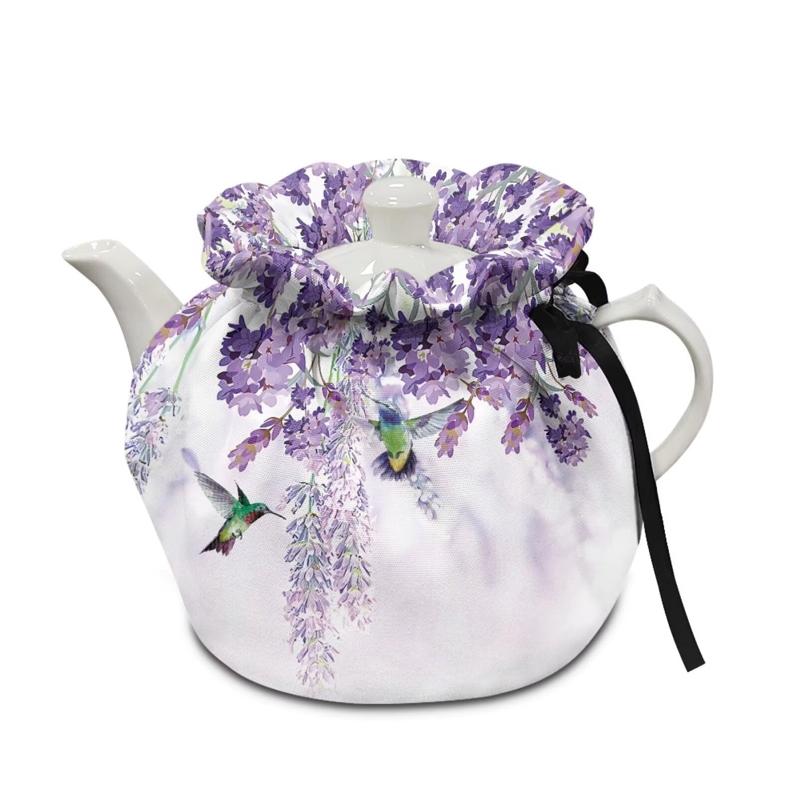 Generic Lilac Hummingbird Teapot Cover with Double-Sided Drawstring Thermo Pad Teapot Protector and Everyday Gifts and Decorations for The Home Kitchen Table Hotel Tea Party
