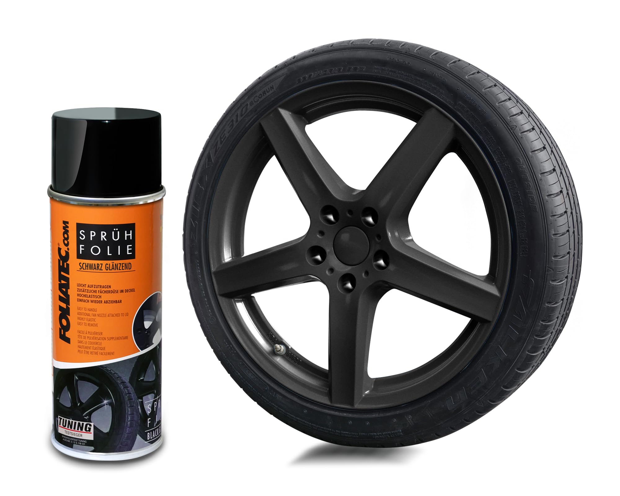 Foliatec Sprühfolie Auto Felgenfolie Sprüh Lack Spraydose Abziehbar, Gute Deckkraft, schwarz glänzend, 1x 400ml
