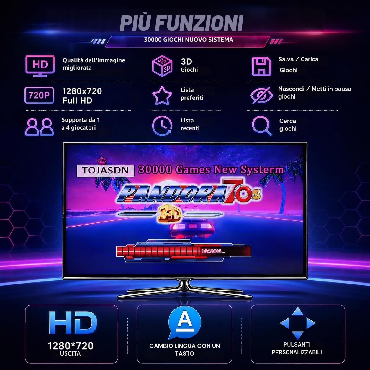 30000 in 1 Console Portatile per Giochi Arcade, Macchina da Gioco Video Retro con Schermo HD da 17,5 Pollici e Doppi Giocatori, Box per Giochi Classici degli Anni 80