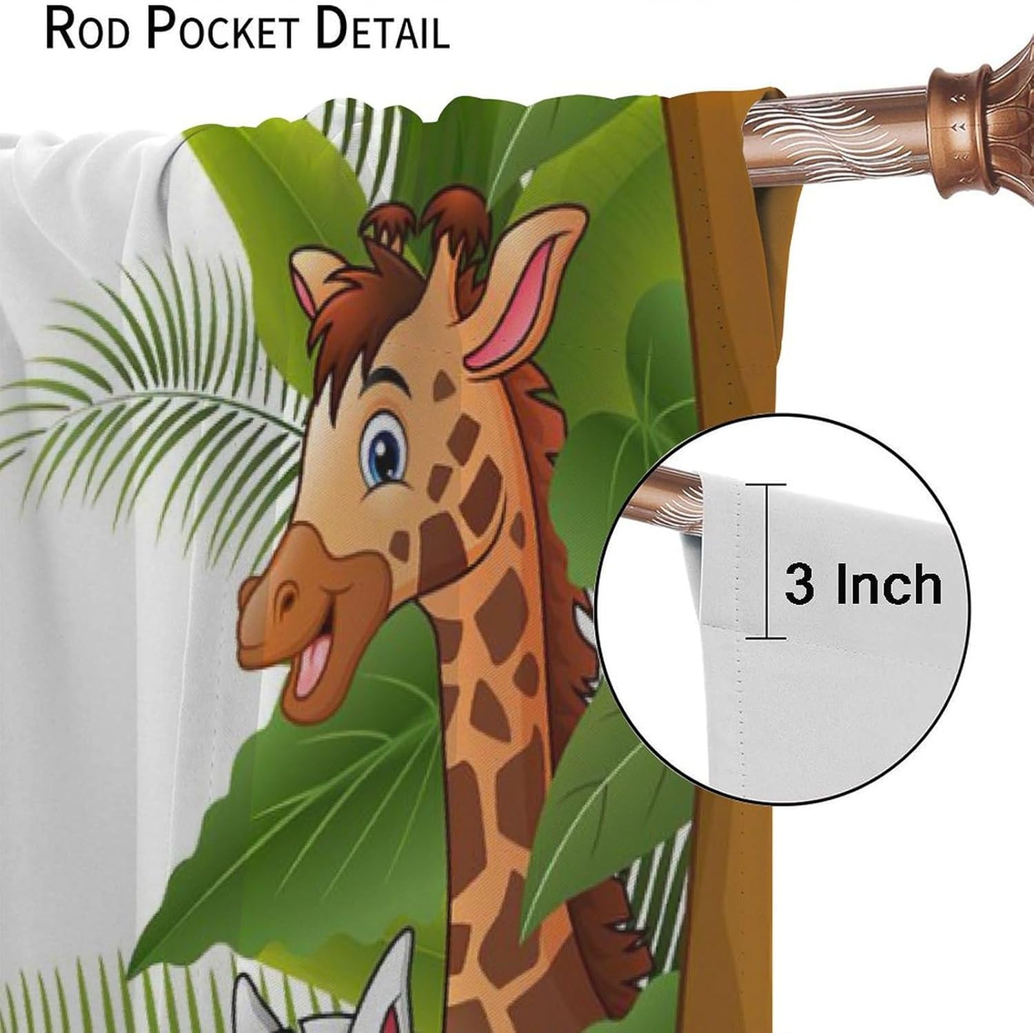 Animal Kids Curtains, Jungle Safari Wildlife Print Pattern, Boys Girls Bedroom Living Room Blackout Curtains42X54 Inch, Style-5