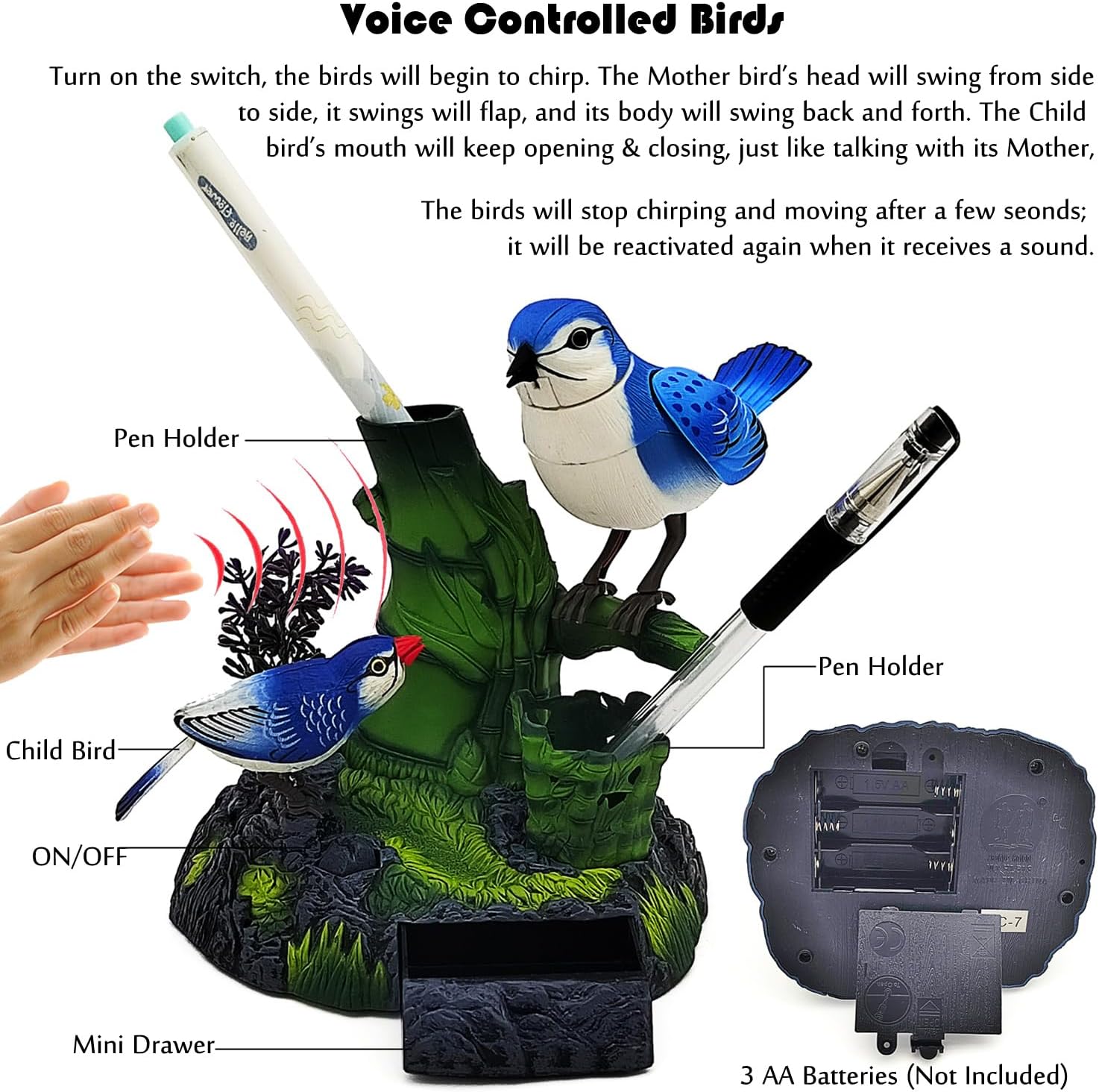 Tipmant Realistic Electronic Birds Toys Electric