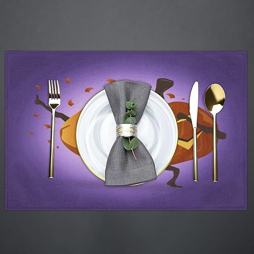 Miniatura 4 de Happy Halloween Pumpkin Lantern Placemats Set of 6 Fabric Placemats Square Placemat for Kitchen Table Heat Resistant, Easy to Clean Table Placemats