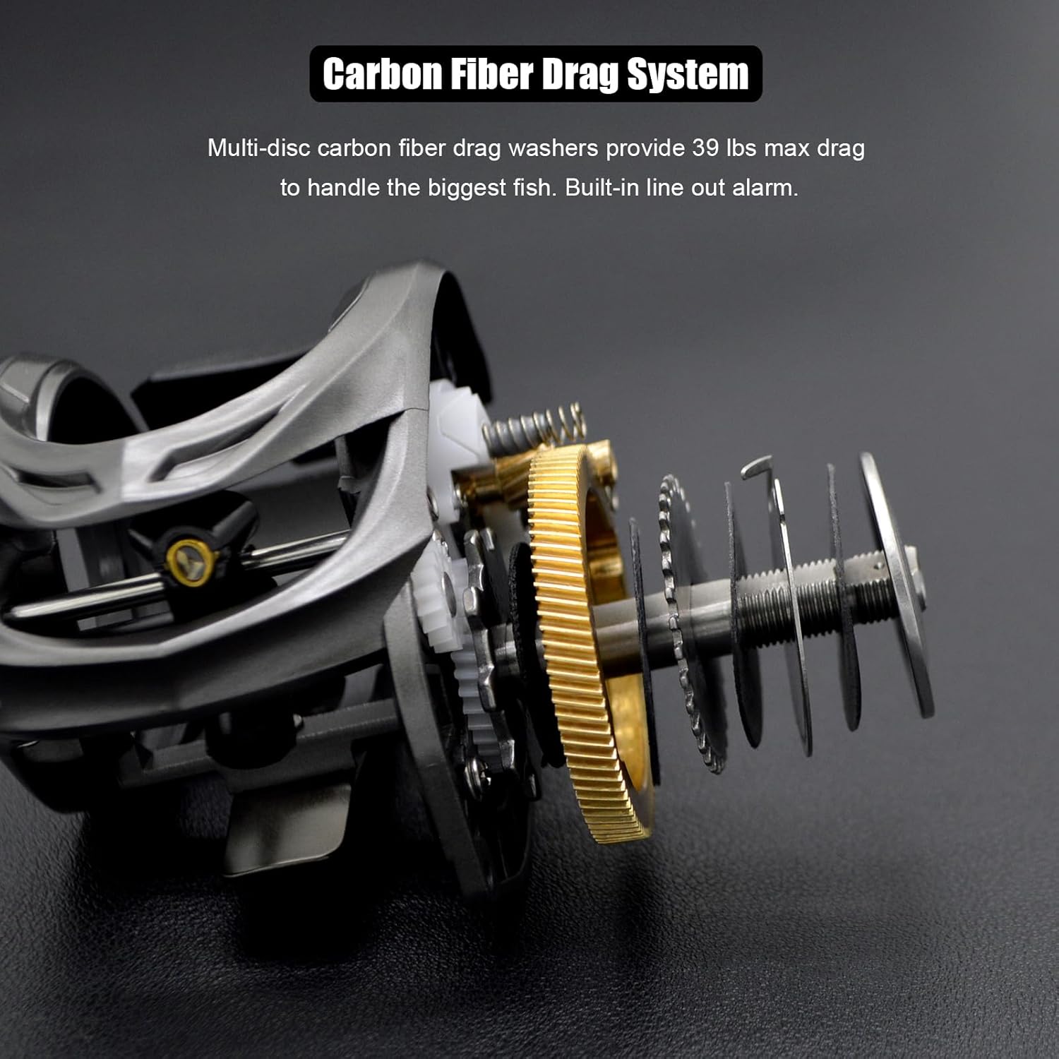 Carbon 380 Baitcasting Fishing Reel, 7.2:1 Gear Ratio, Up to 39 Lbs Max Drag, Magnetic Brake, Lightweight Carbon Fiber Frame and Side Covers, Deep Spool Large Capacity Saltwater Casting Reel