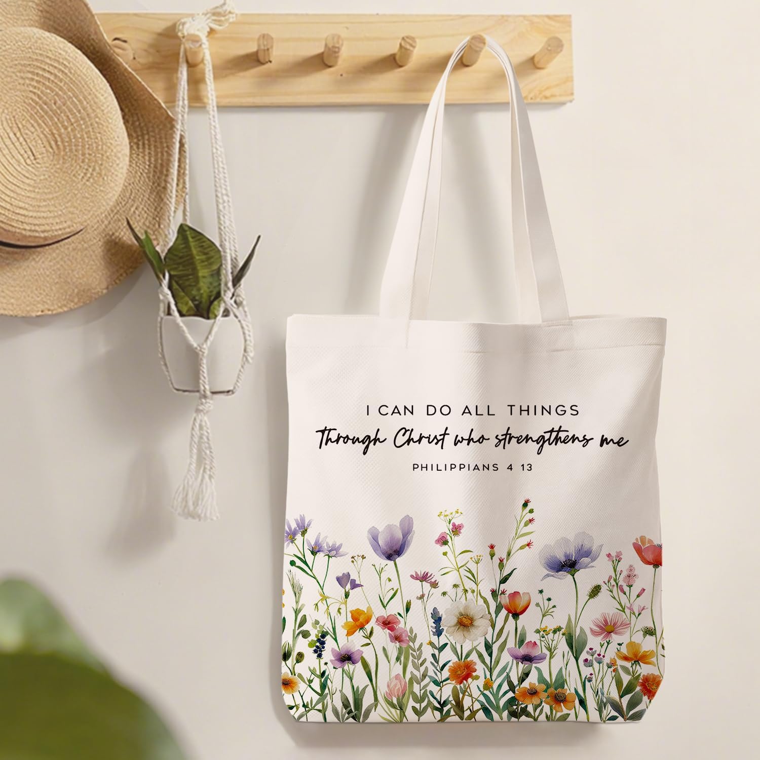 Preppy Floral Aesthetic Tote Bag,Christian Gifts for Women image 3