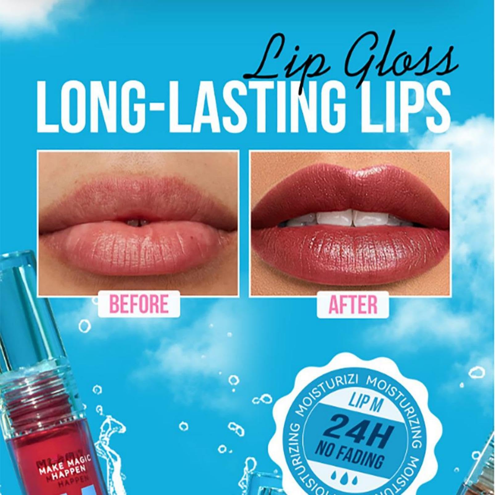 Hydrating Lip Gloss with Lightweight Non-Sticky Matte Finish, 3ml Lip Stain Set in Nude Pink, Brick Red - Image 3