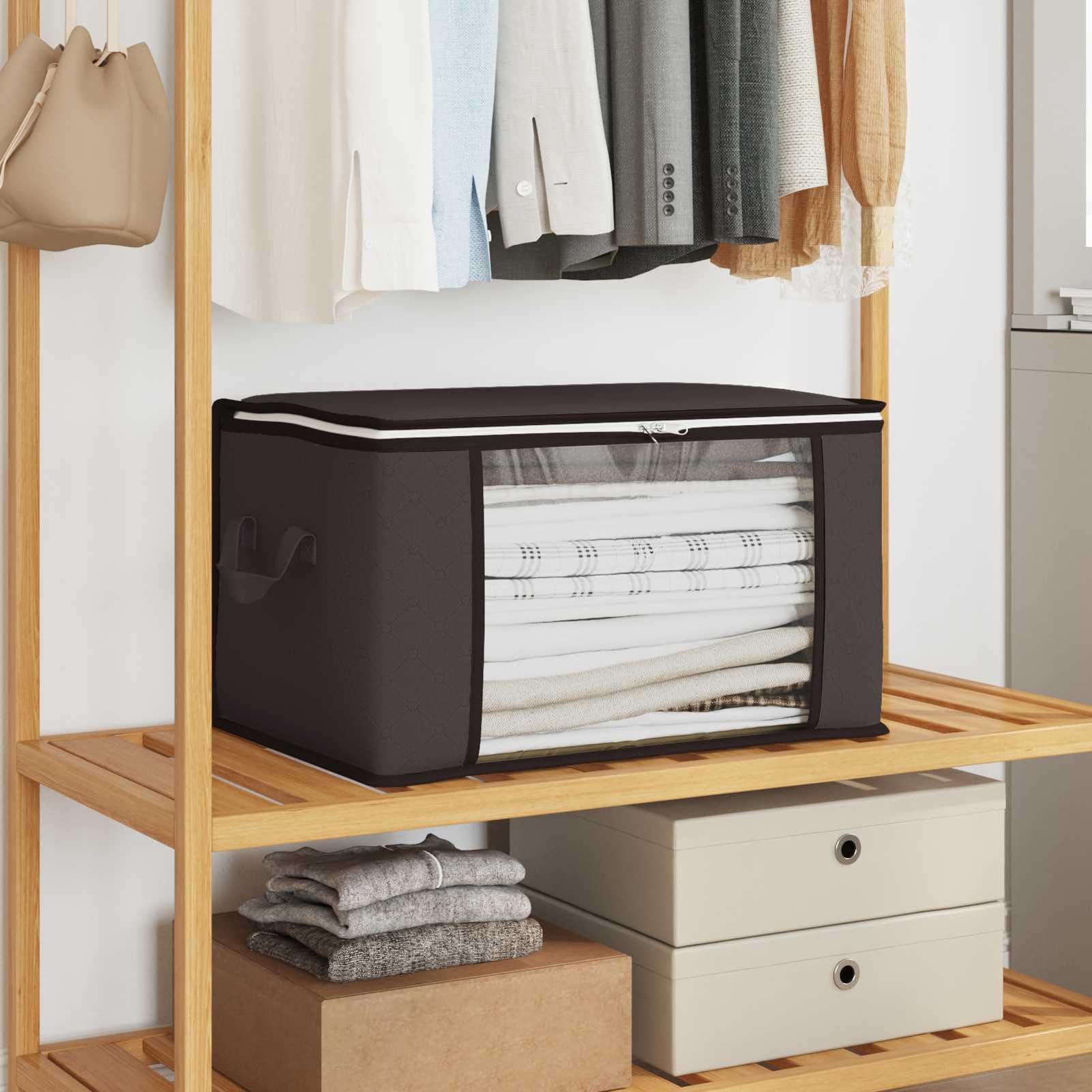 Boîtes de rangement anthracite Gecheer haute qualité avec poignées renforcées