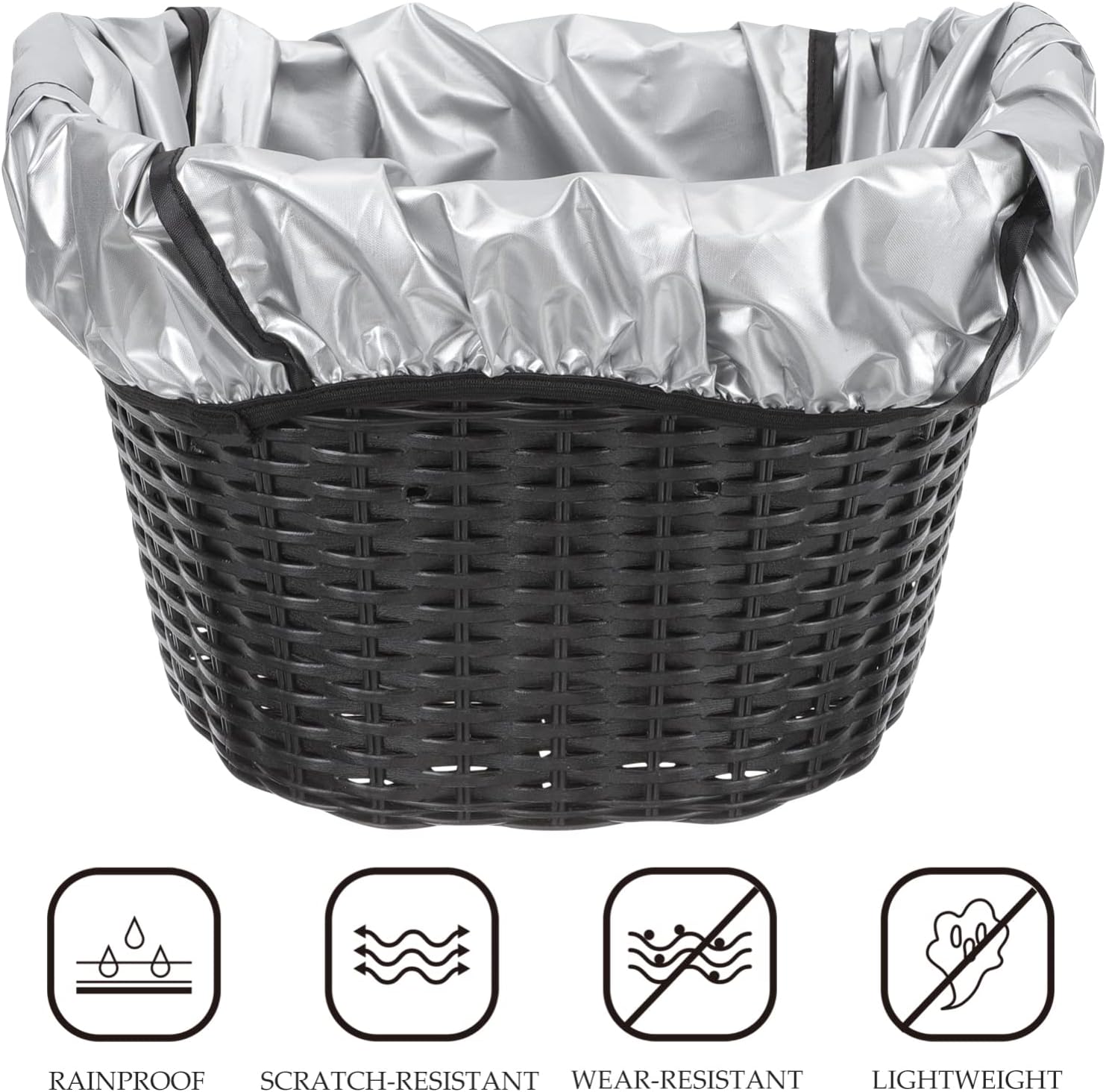 INOOMP Bike Basket Liner, Bike Basket Lining with Reflective Strip Rain Cover for Bicycle Basket Fits Most s (Not Including)