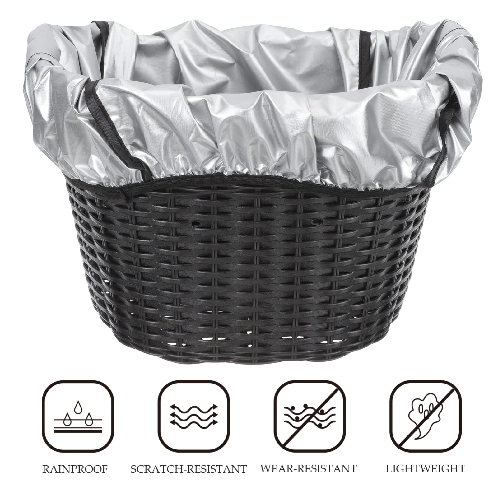 INOOMP Bike Basket Liner, Bike Basket Lining with Reflective Strip Rain Cover for Bicycle Basket Fits Most Bike Baskets (Not Including Bike Basket)
