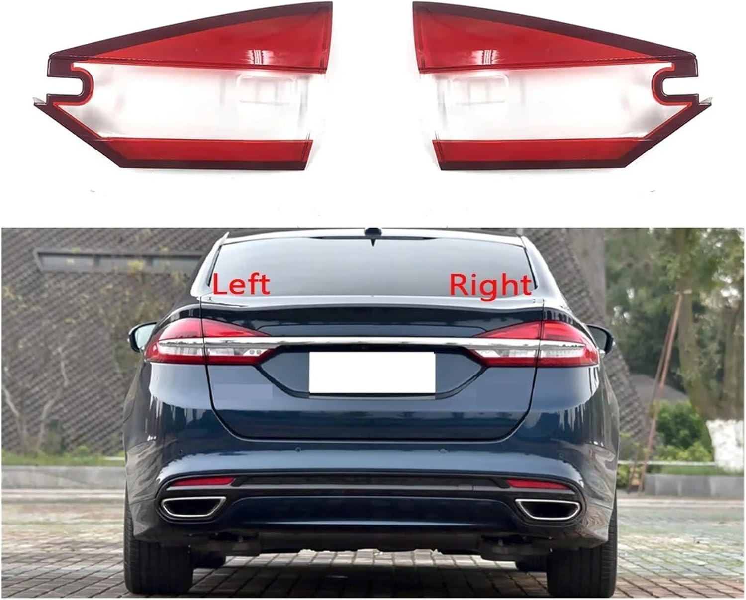 Taillight Cover Taillamp Shell Rear Lampshade Lampcover Compatible For Ford Mondeo 2017 2018 Replace Auto Tail Light Mask(Inside A Pair)