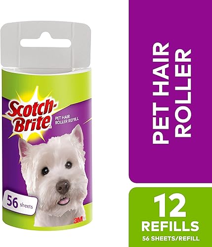Miniatura 3 de Scotch-Brite Recambios de rodillo de pelusa para mascotas recoge piel en muebles y ropa 12 repuestos 56 hojas por repuesto 672 hojas en total