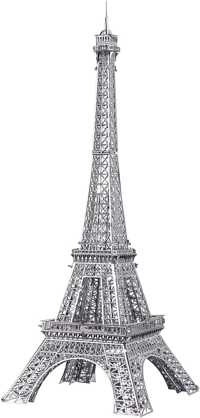 Piececool3D Metal Model Kits - Eiffel Tower 3D Metal Puzzle for Adults - Premium Metal 3D Puzzle with Clear Instructions - Stainless Steel Metal Building Kits - Relaxing 3D DIY Puzzle (Silver)