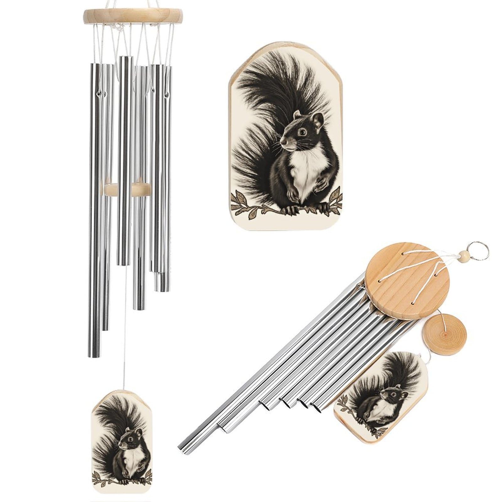 Skunk Wind Chimes, Soothing Melodic Memorial Windchimes Soothing Melody Wind Chime Handcrafted Hanging Decoration for Home Garden Balcony Courtyard Decor