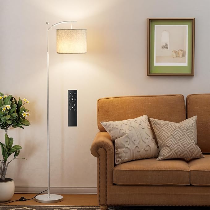 60" Floor Lamp, Beige & Black
