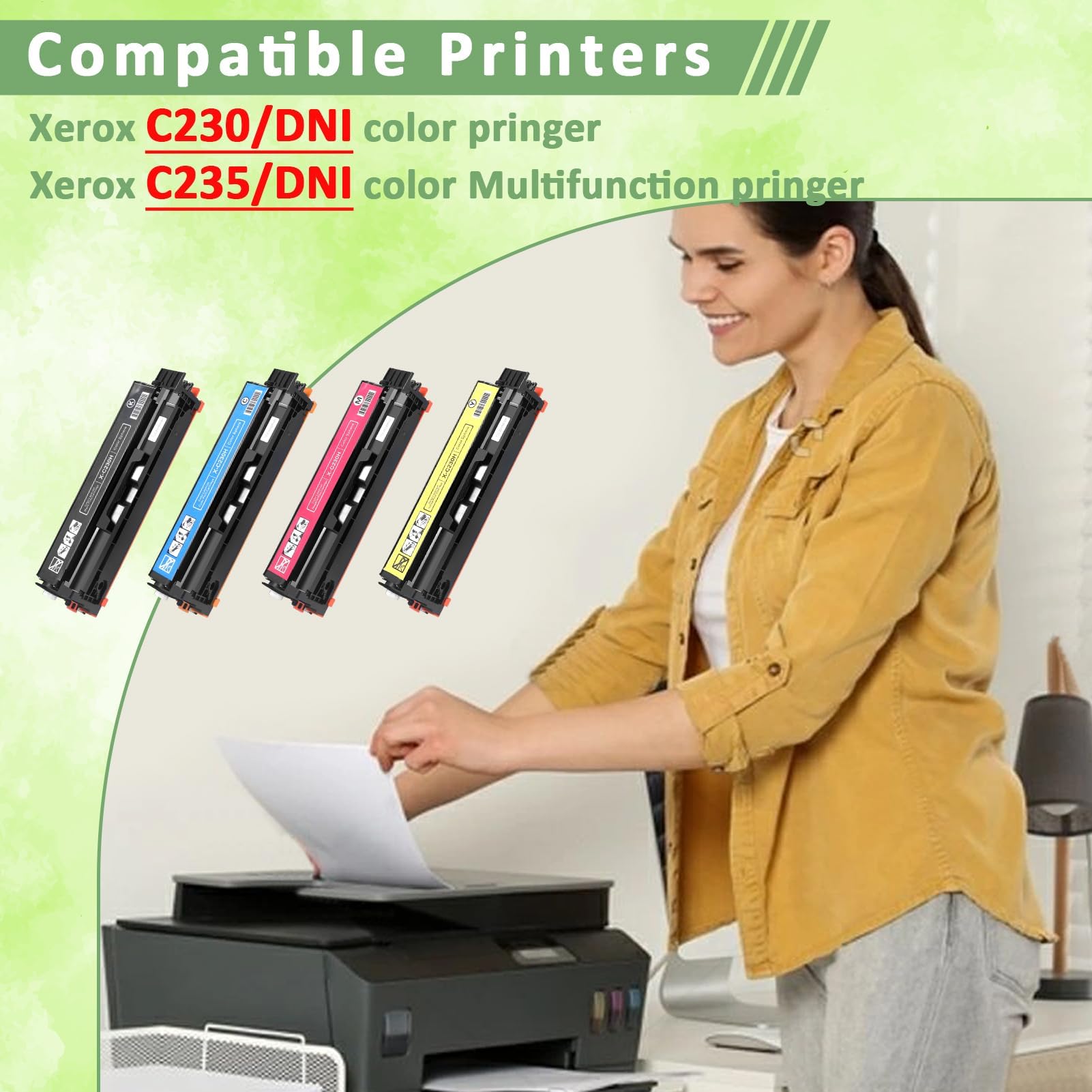 do kasety z tonerem Xerox C235 C230 (z chipem), zamiennik 006R04383 006R04384 006R04385 006R04386 kompatybilny z Xerox C235DN/C230DNI kolorowa wielofunkcyjna drukarka wysokowydajny wkład atramentowy