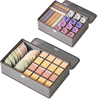 صندوق منظم ملابس من هاهاميا قابل للطي داخلية وحمالات الصدر ومقسم ادراج شنطة تخزين للملابس الداخلية للشرابات والسراويل والاوشحة مع غطاء قطعتين