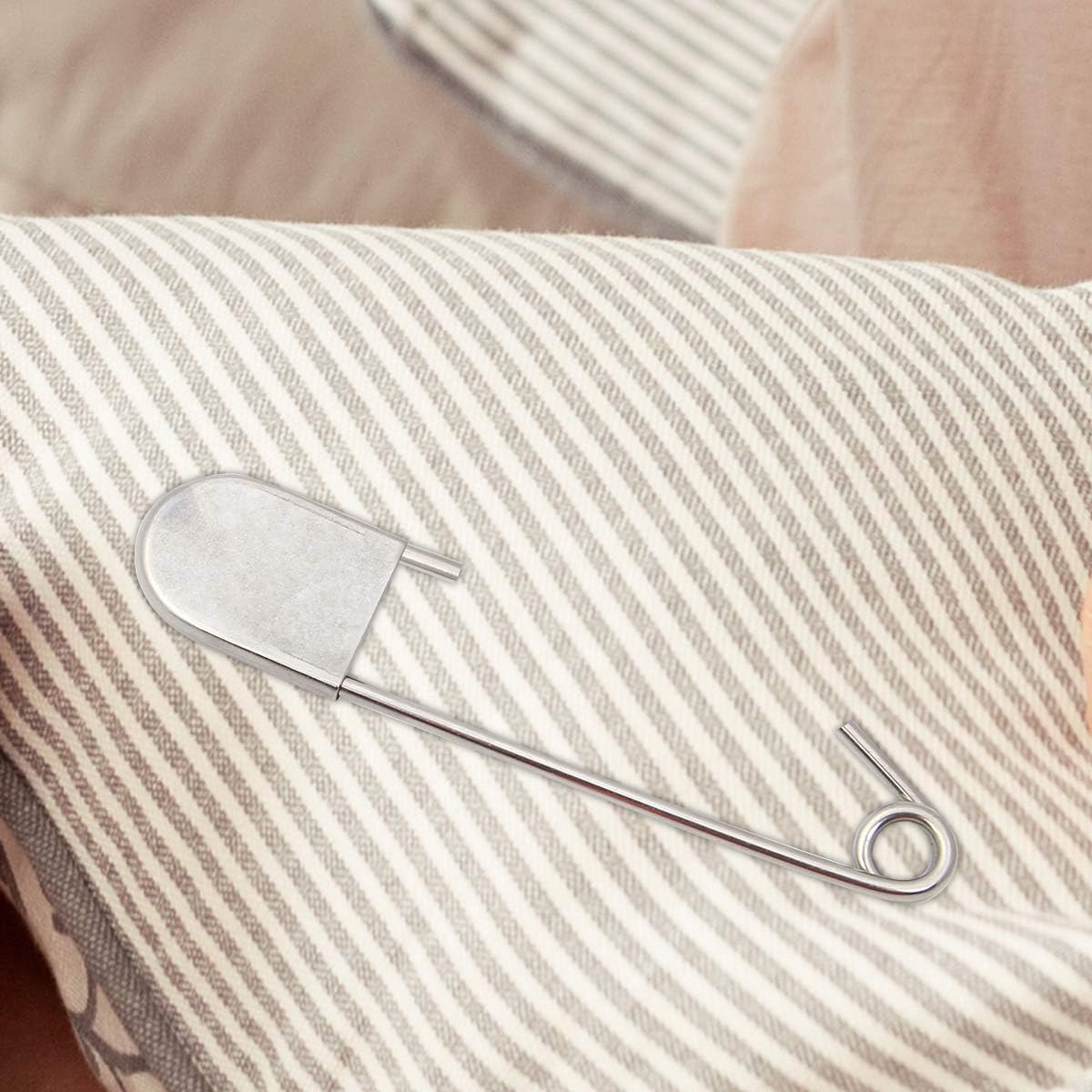 Coitak Large Safety Pins, 5 inch, 10 PCS Stainless Steel, Silver Huge Strong XL, Extra Large Laundry Pins for Blankets