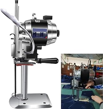 Electric Cloth Cutting Machine, 6/8/10 Inch Vertical Straight Knife Fabric Cloth Cutting Machine, Industrial Fabric Cutting Machine with Automatic Knife Sharpen LED Light for Fabric Clothing