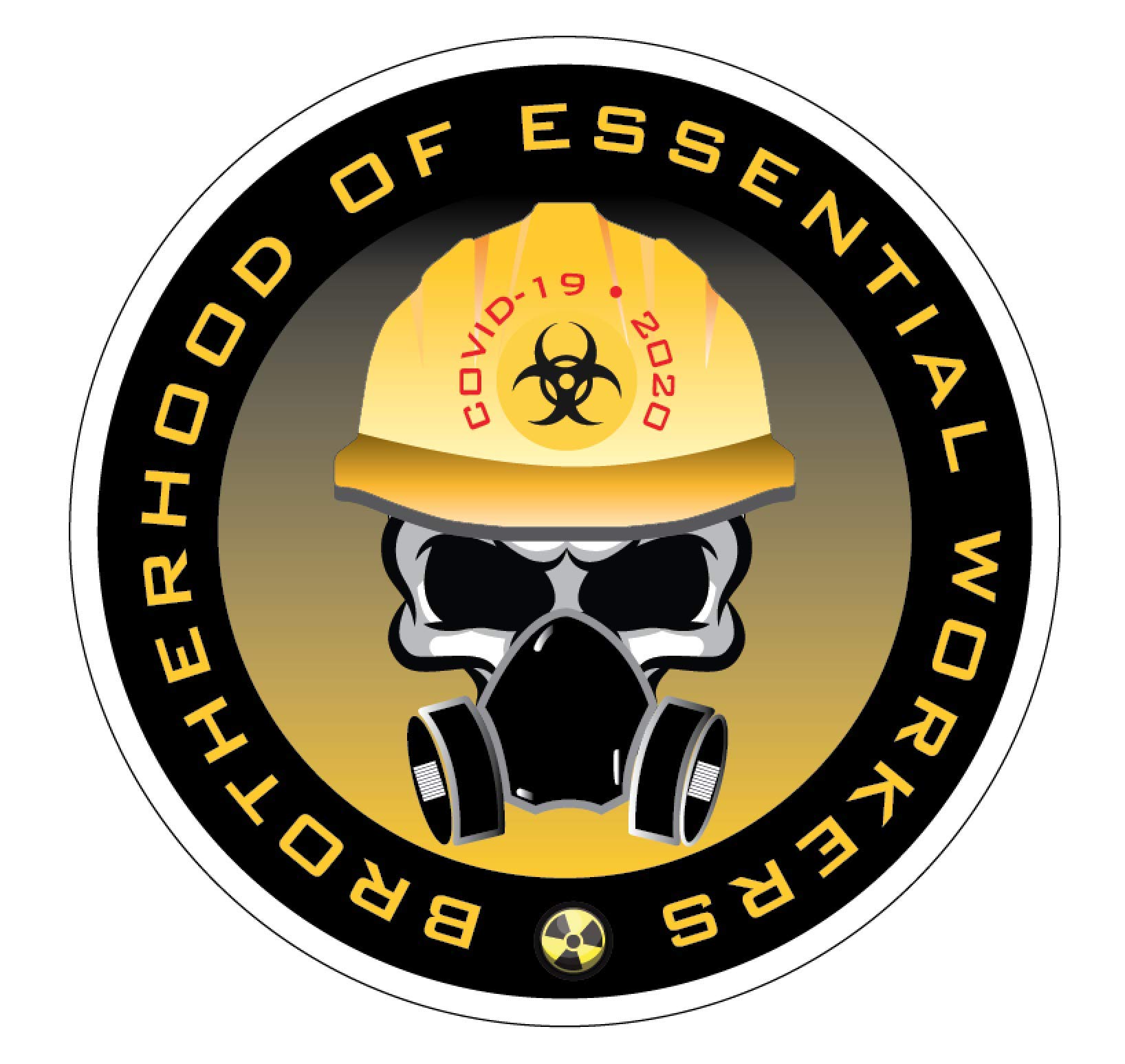 Brotherhood of Essential Workers Hard hat Sticker Decal 10 Pack of 2" YELO Gas MASK with Hardhat Helmet Quarantine Decals