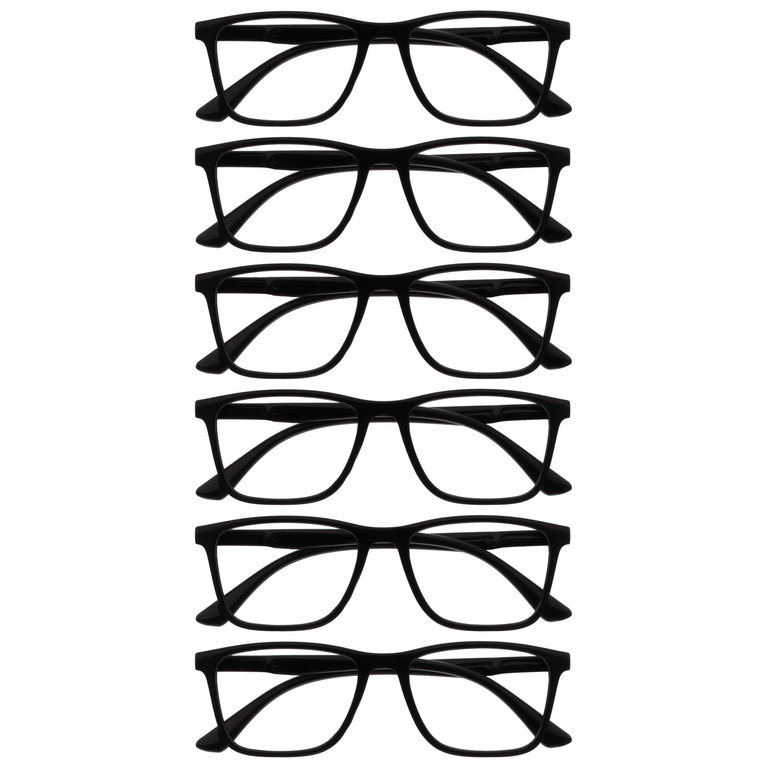OPULIZE NYX Blue Light Blocking Reading Glasses - Anti-Glare Computer and Gaming Eyewear - 6 Pack - UV and Eyestrain Protection - Rectangular Frame - Black - Men Women - + 1.50