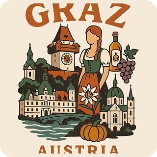 Graz Austria Souvenir Vinyl Magnet – Destination Travel Keepsake Collectible 4-Inches Wide