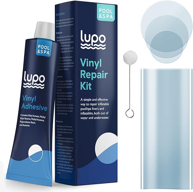 Lupo 60ml Vinyl Repair Kit for Hot Tubs, Inflatable Spas and Above Ground Swimming Pools & Inflatables (Repair Patches, Glue and Application Tool)