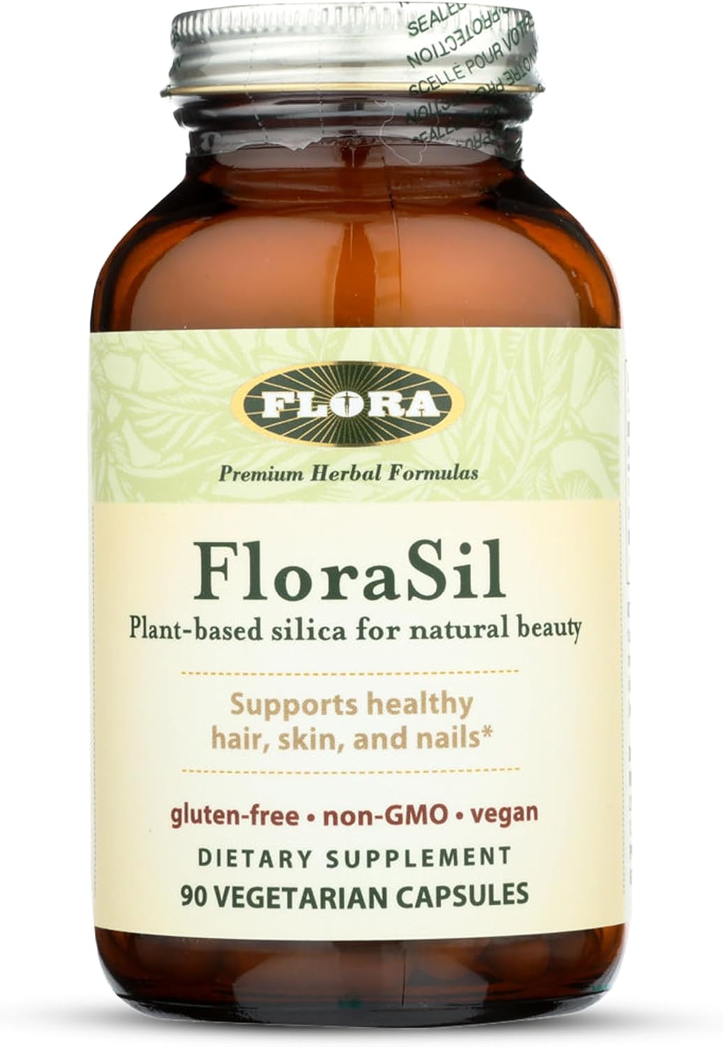 Flora FloraSil 90 Veg Capsules - Silica Supplement with Horsetail Extract for Healthy Hair, Skin, and Nails* - Supports Collagen Formation