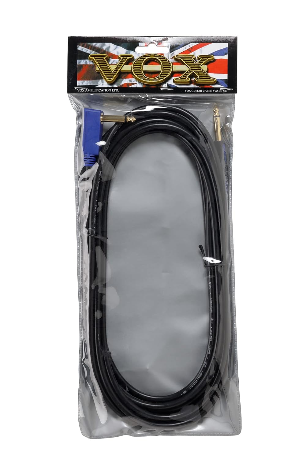VOX VGS-50 Rock Guitar/Bass Guitar Cable - 16.5ft. 1/4" Straight/Angled TS, Black