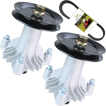 2 Pack 130794 Spindle Assembly with 153535 Pulley 532174883 Belt Replace 128774 137645 174883 532128774 532130794 532137645 532137646 532174883 539110158 for Husqvarna YTH18542 YTH1542 Tractor