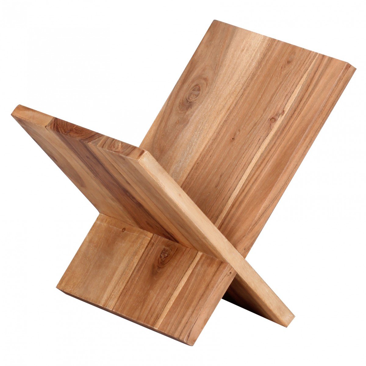 WOHNLING Zeitungsständer Feuillus Acacia X-Form 31 cm Magazines Design de Stands Brochure Style campagnard Holder