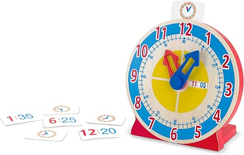 Miniatura 8 de Reloj de madera educativo para niños, con tarjetas reversibles de hora juguete "Turn & Tell" de Melissa & Doug