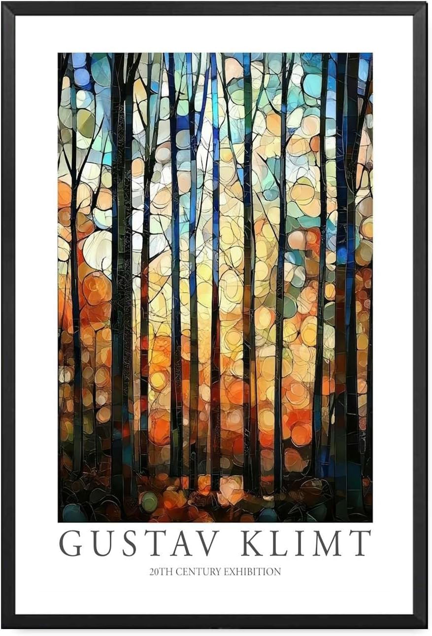 AnenaXean Printed Canvas Painting Wall Art Gustav Klimt Print Trees Flower Garden Painting Klimt Exhibition Poster Painting Floral Decor Art Print Living Room and Bedroom Decoration 20x30inch