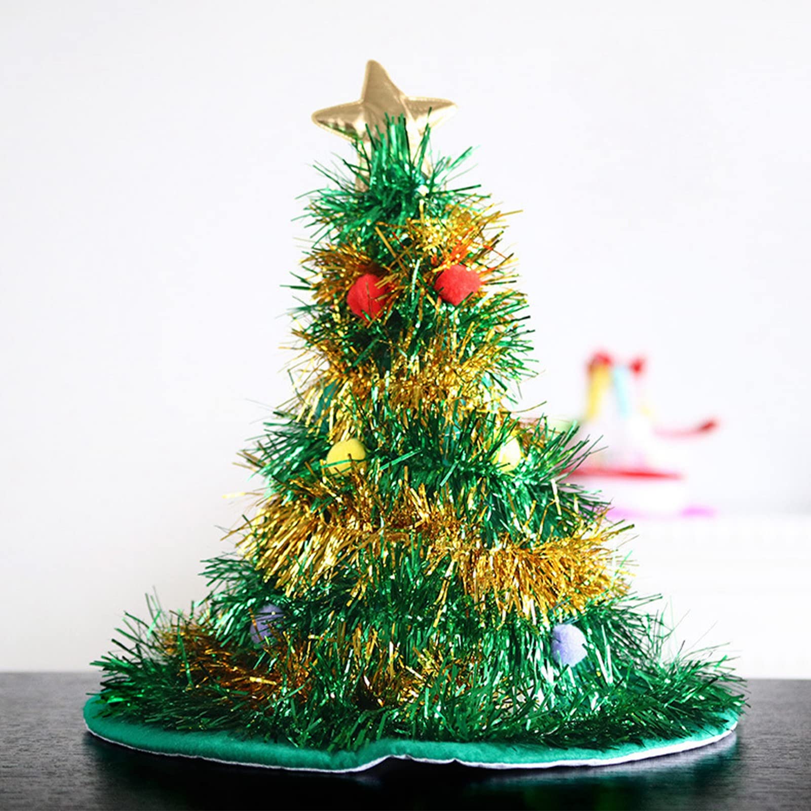 Festive Green Christmas Tree Hat lightweight Holly Jolly Christmas Tree Party Hat – Packed Party main image 4