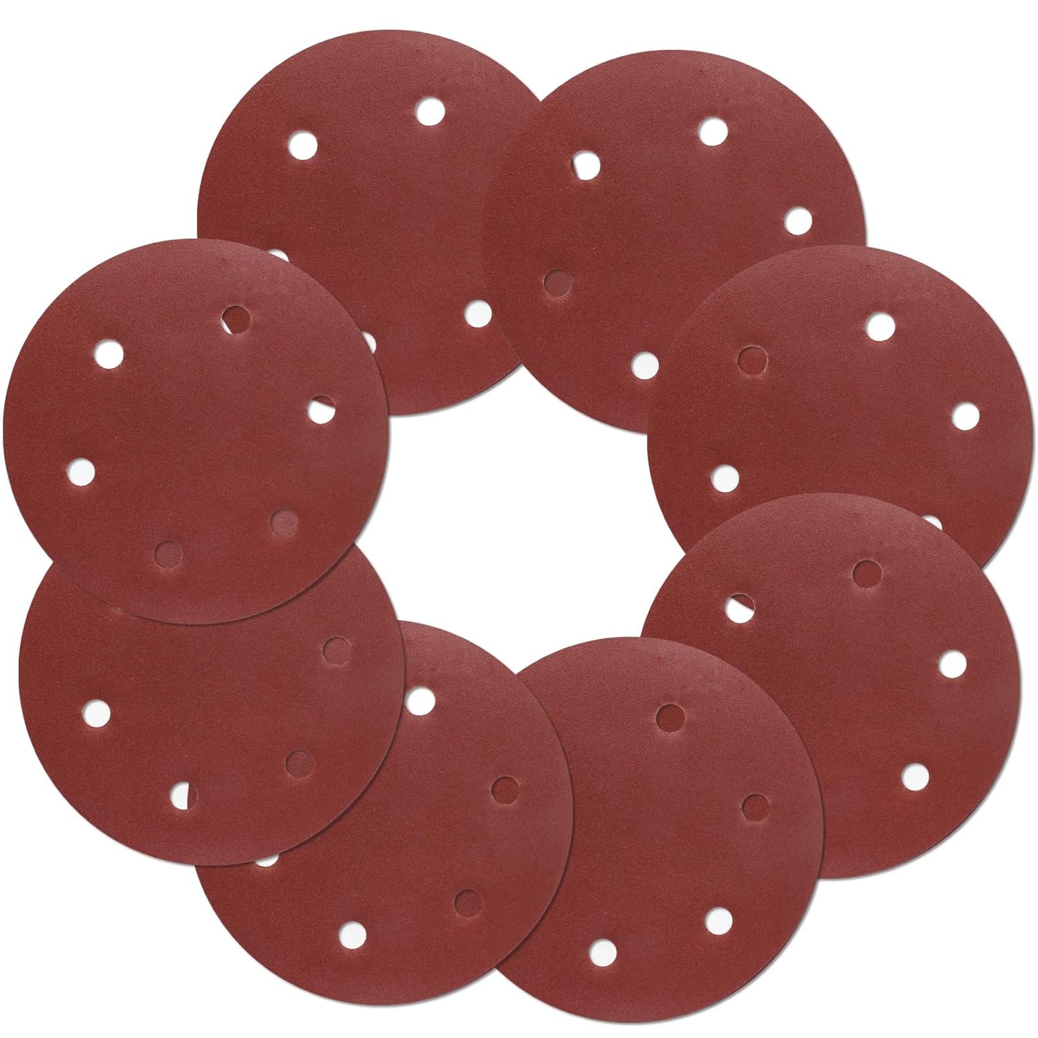 Hordion 12PCS 9 Inch Sanding Discs 80 Grit, 6 Hole Hook and Loop Sandpaper, Round Sanding Pads for Random Orbital Sanders