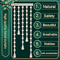 Vista 6 de Cortinas de armario de particiones hechas a mano, cortina de puerta con cuentas para decoración del hogar, cortina de puerta con cuentas de madera